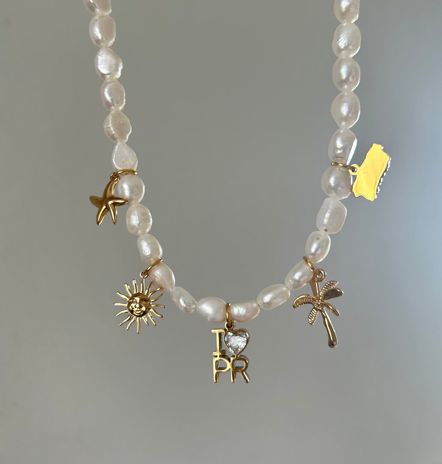 Puerto Rico Charms Pearl Necklace