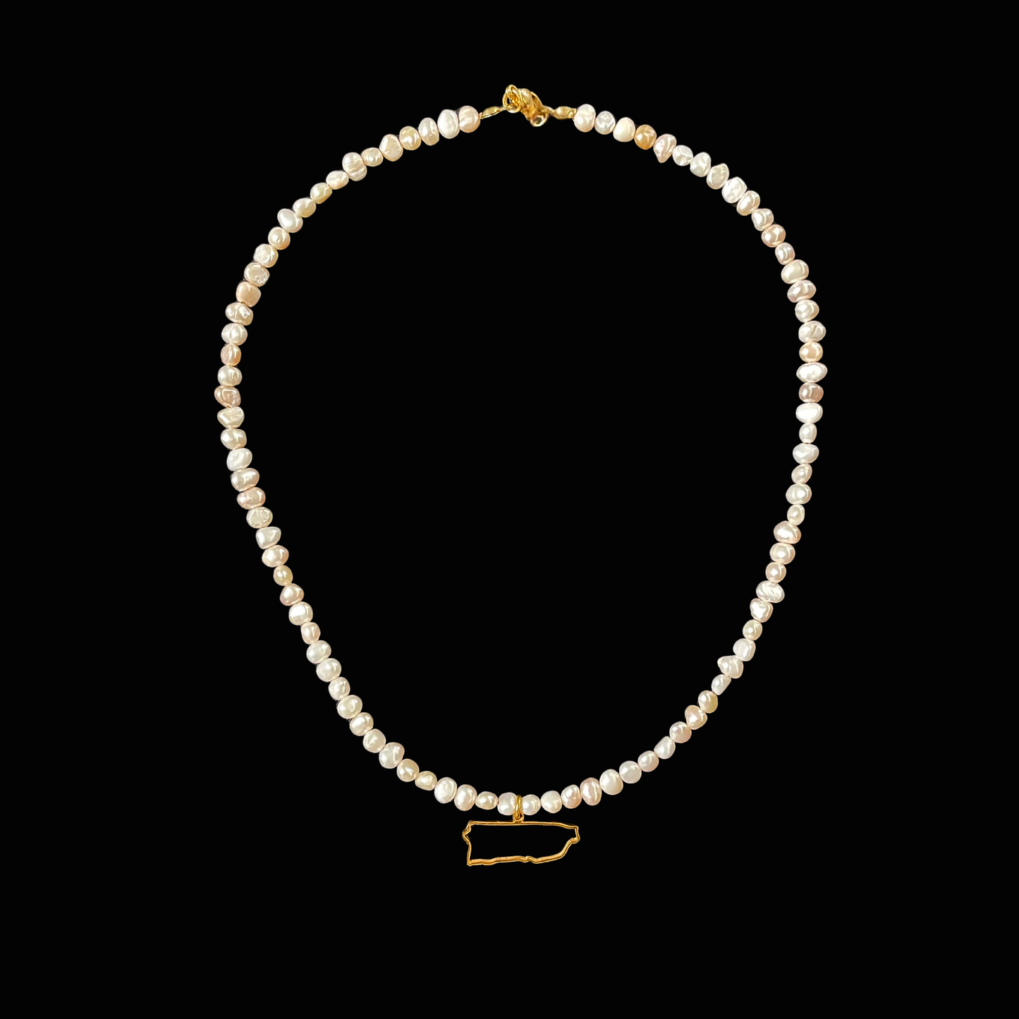Puerto Rico Map Pearl Necklace