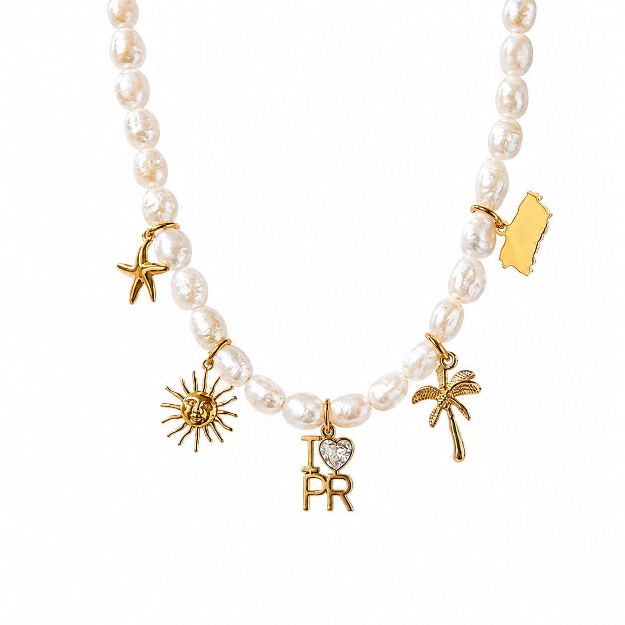 Puerto Rico Charms Pearl Necklace