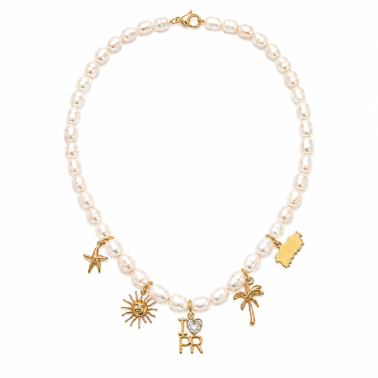 Puerto Rico Charms Pearl Necklace