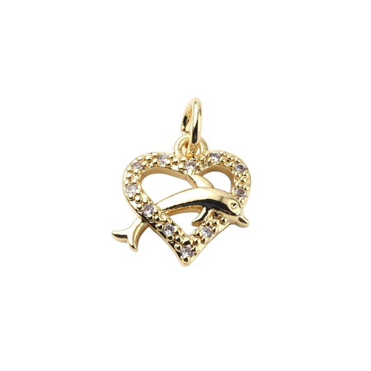 Dolphin Heart Charm