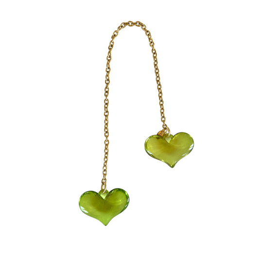 Bag Charm Green Hearts